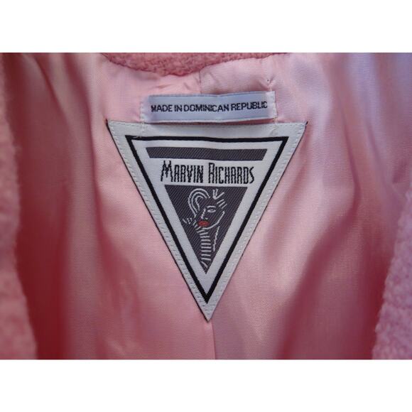 Marvin Richards Wool Short Teddy Jacket Size 4P Pink Black Cozy Retro Vintage - Picture 10 of 12